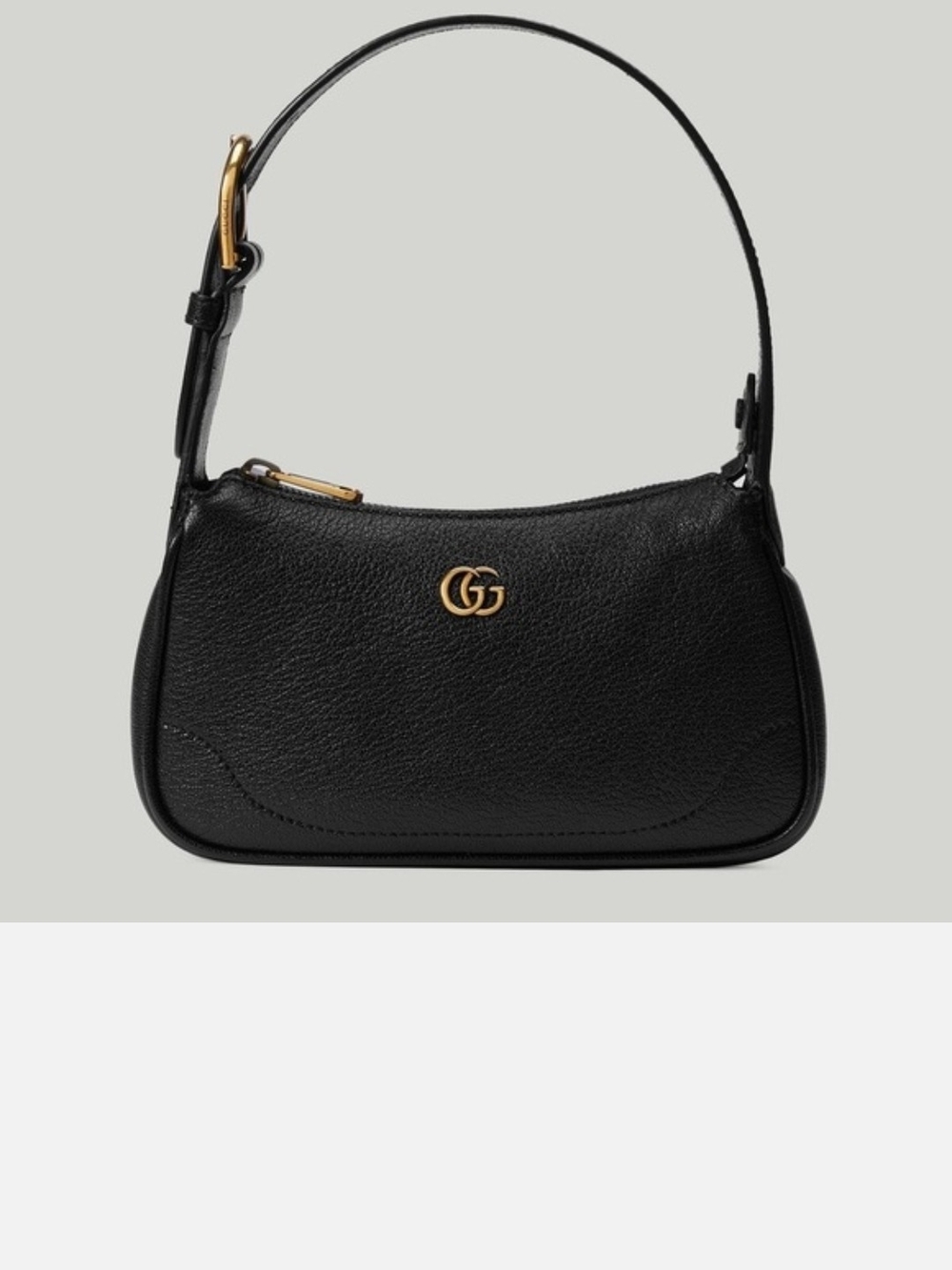 Gucci Black Leather Shoulder Bag with Gold Double G